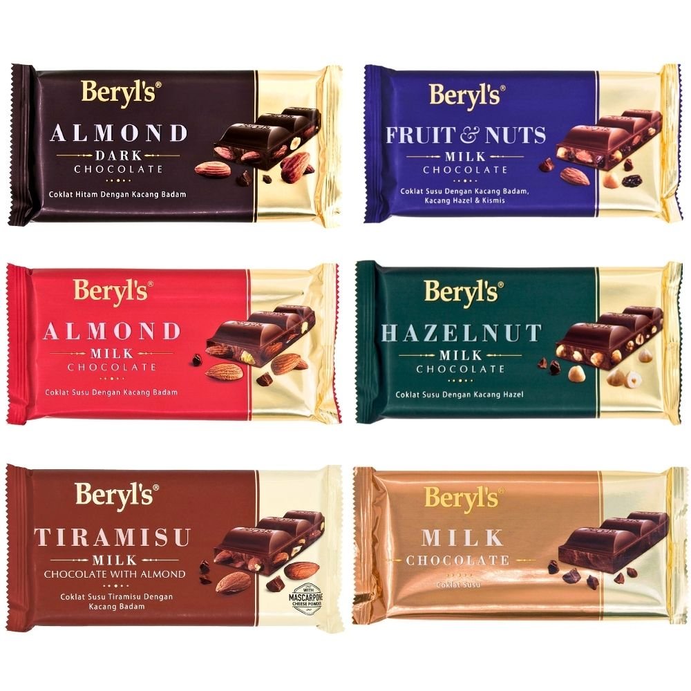 Beryls Assorted Dark Milk Chocolate Bar 40g - 160g - Beehive Chocolate & Gift Malaysia