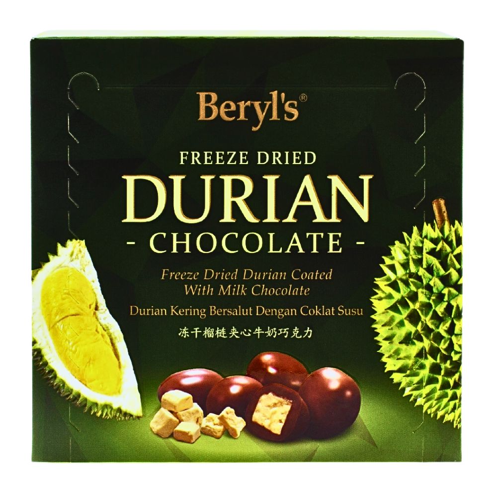 Beryls Freeze Dried Durian Coated With Milk Chocolate 80g - Beehive Chocolate & Gift Malaysia