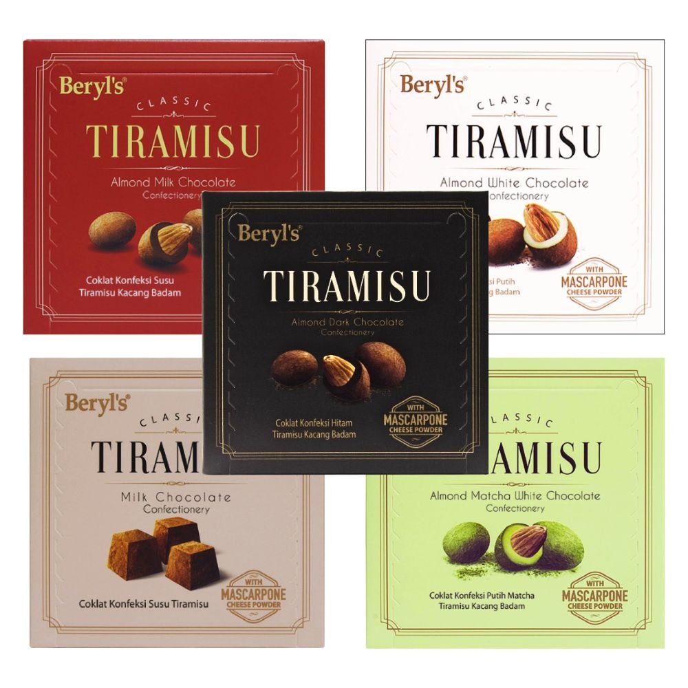 Beryls Tiramisu Almond Assorted White Milk Chocolate Box 65g - Beehive Chocolate & Gift Malaysia