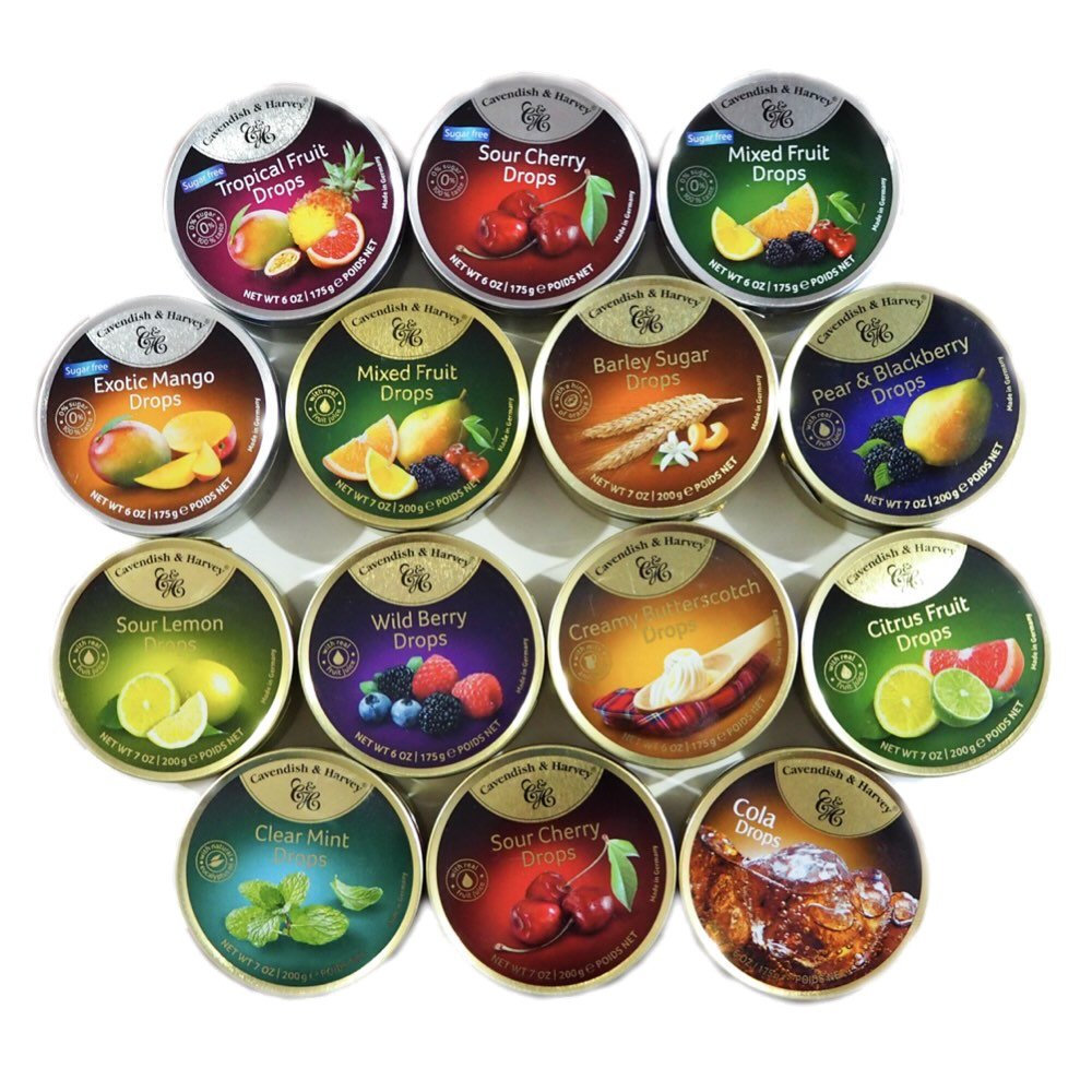 Cavendish & Harvey Assorted Fruit Flavor Hard Candy Drops Tin 175g - 200g - Beehive Chocolate & Gift Malaysia