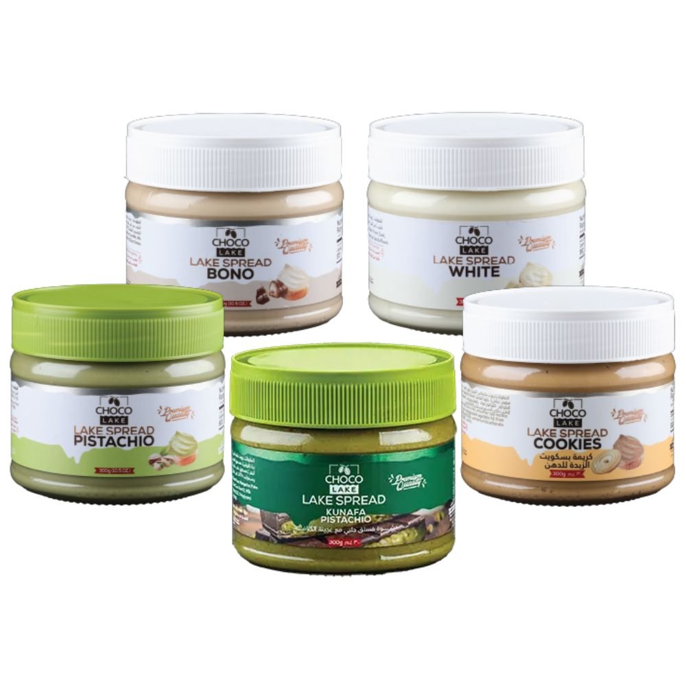 Choco Lake Assorted Kunafa Milk Chocolate Butter Pistachio Jar Spread 300g - Beehive Chocolate & Gift Malaysia