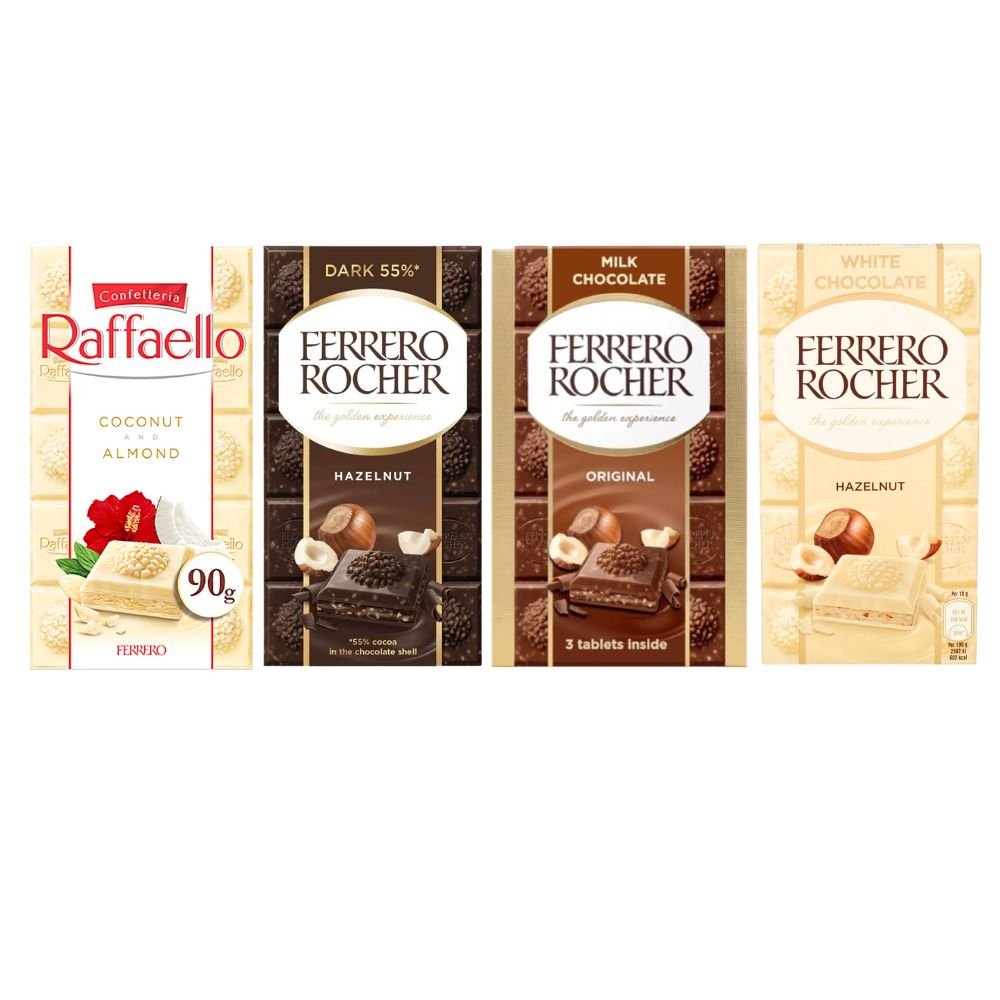 Ferrero Rocher Dark Milk White Hazelnut Raffaello Coconut Almond Chocolate Bar 90g - 270g - Beehive Chocolate & Gift Malaysia