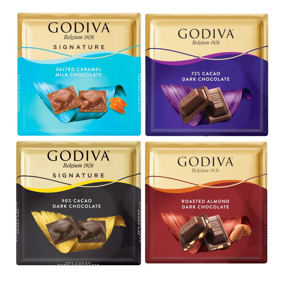 Godiva Dark Milk Assorted Square Chocolate Bar 60g - Beehive Chocolate & Gift Malaysia