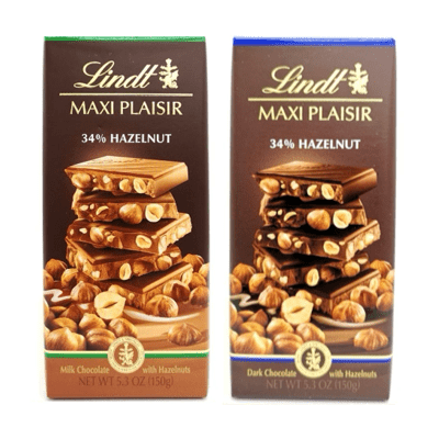 Lindt Maxi Plaisir 34% Hazelnut Dark Milk Chocolate Bar 150g - Beehive Chocolate & Gift Malaysia